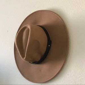 Miss Lola Camel Wide Brim Fedora Hat